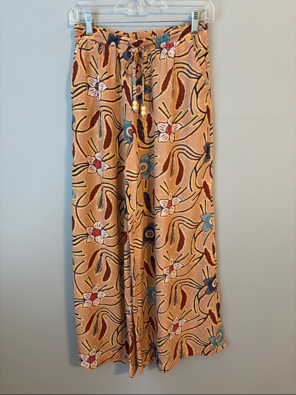Christian Siriano Peach Floral Wide Leg Pants